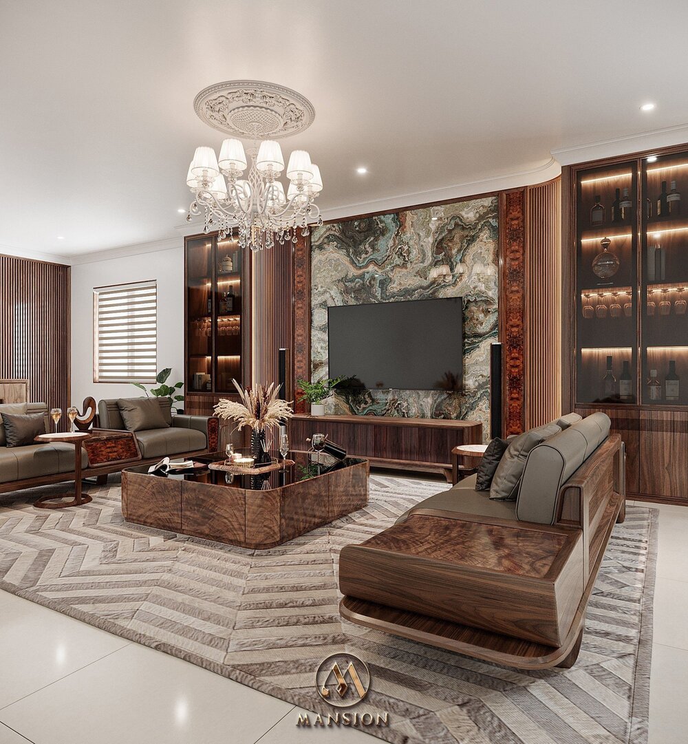 Sofa gỗ óc chó – trung tâm phòng khách cao cấp
