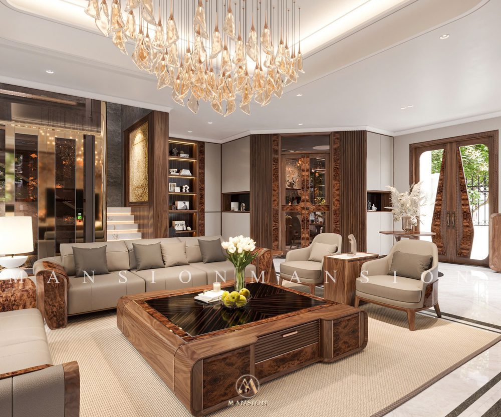 DA: Thiết kế, thi công nội thất gỗ óc chó phong cách Tân cổ điển cho biệt thự Vinhomes Imperia Hải Phòng