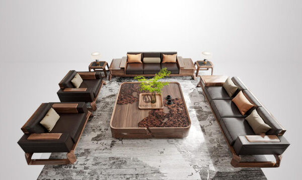 Sofa gỗ óc chó – trung tâm phòng khách cao cấp