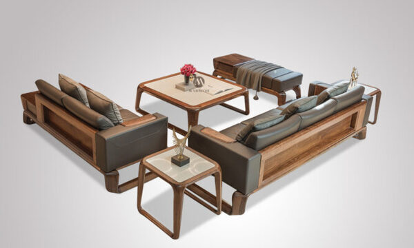 Sofa gỗ óc chó – trung tâm phòng khách cao cấp