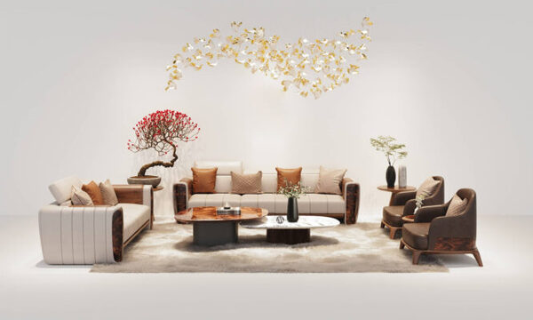 Sofa gỗ óc chó – trung tâm phòng khách cao cấp