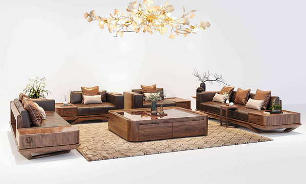 Sofa gỗ óc chó – trung tâm phòng khách cao cấp